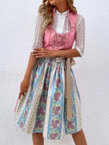 Belted Embroidery A-line Dress