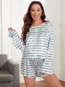 Maternity Striped Tee & Shorts Lounge Set