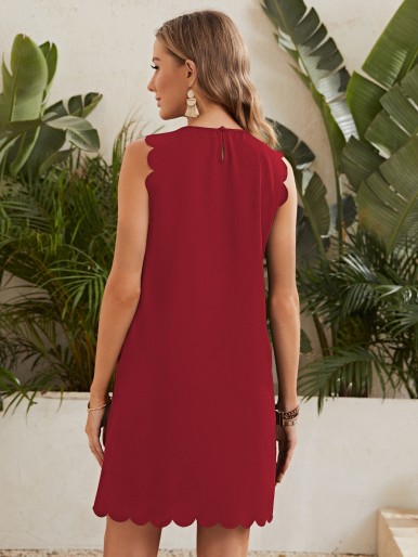 Maternity Keyhole Back Scallop Edge Tunic Dress