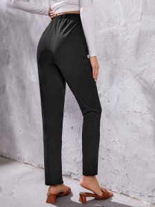 Maternity Fake Button Slit Hem Pants