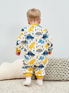 Dinosaur & Graphic Print Thermal Jumpsuit