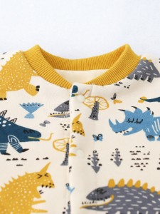 Dinosaur & Graphic Print Thermal Jumpsuit