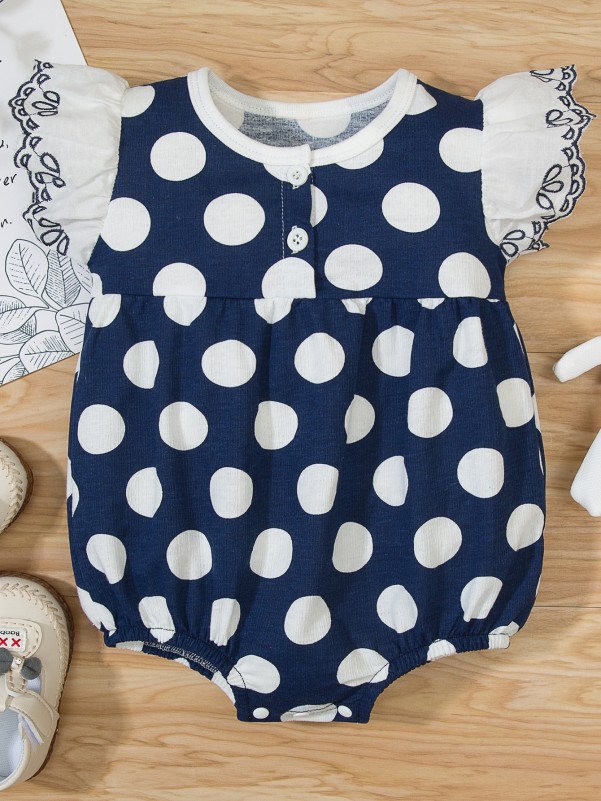 Baby Girl Embroidered Polka Dot Tee Bodysuit