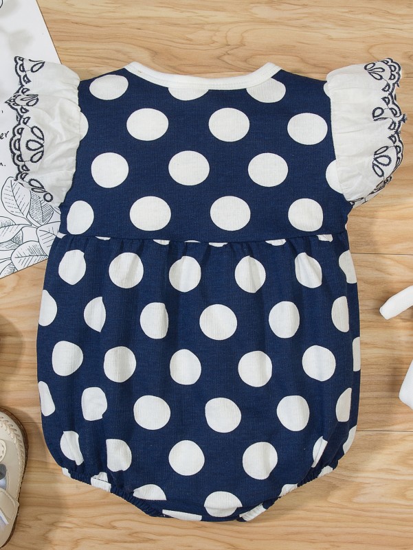 Baby Girl Embroidered Polka Dot Tee Bodysuit