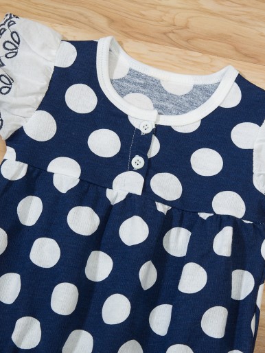 Baby Girl Embroidered Polka Dot Tee Bodysuit