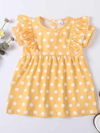 Baby Girl Ruffle Trim Polka Dot Dress