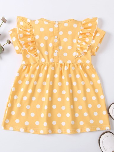 Baby Girl Ruffle Trim Polka Dot Dress