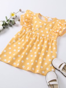 Baby Girl Ruffle Trim Polka Dot Dress