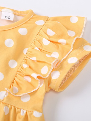 Baby Girl Ruffle Trim Polka Dot Dress