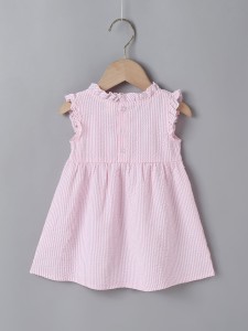 Baby Girl Striped & Floral Appliques Smock Dress