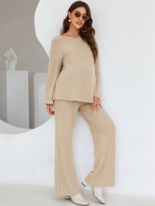 Maternity Solid Drop Shoulder Top & Pants