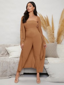 Maternity Solid Unitard Jumpsuit With Coat