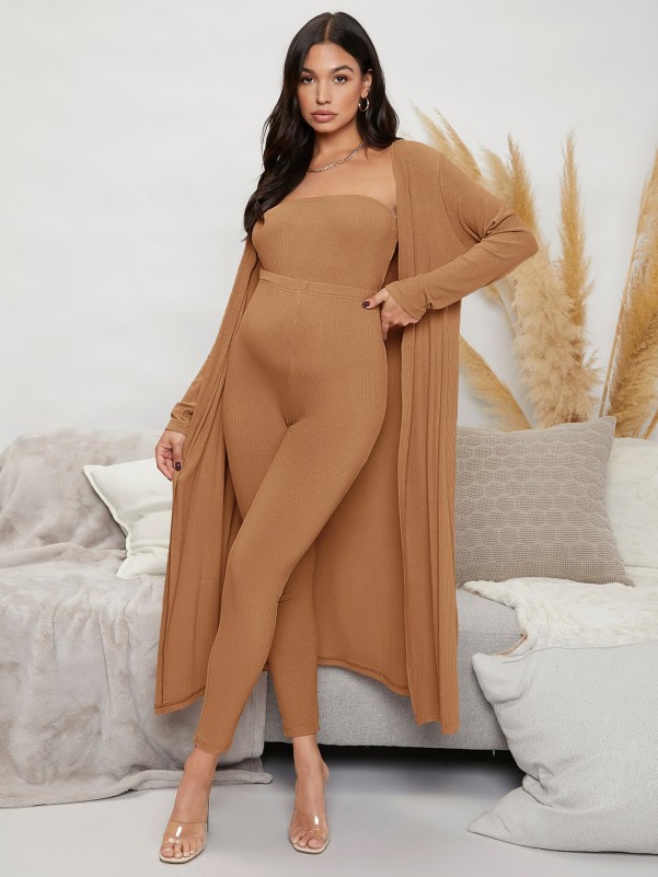 Maternity Solid Unitard Jumpsuit With Coat