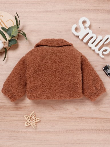 Baby Dual Pocket Button Front Teddy Coat