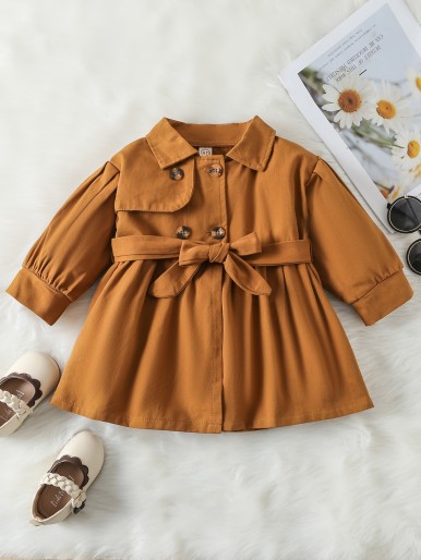 Baby Double Breasted Belted Trench Coat