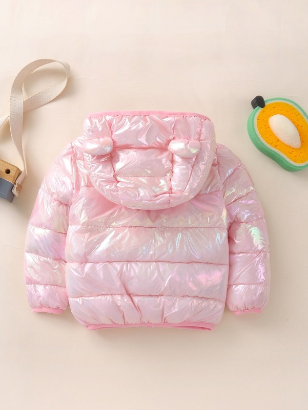 Baby Holographic Kangaroo Pocket 3D Patched Hooded Coat