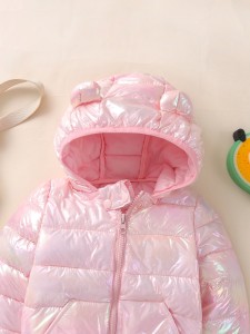 Baby Holographic Kangaroo Pocket 3D Patched Hooded Coat