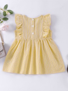 Baby Girl Striped Ruffle Trim Babydoll Dress