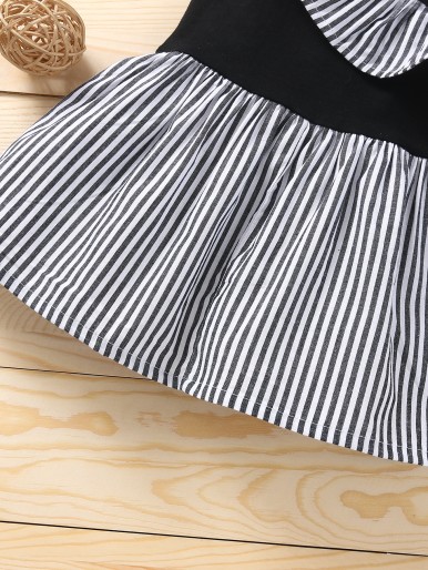 Baby Girl Striped Asymmetrical Neck Dress