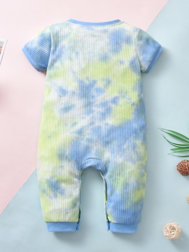 Baby Unisex Tie Dye Half Button Jumpsuit