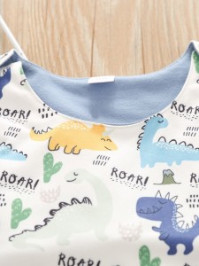 Baby Boy Letter & Cartoon Dinosaur Tank Jumpsuit