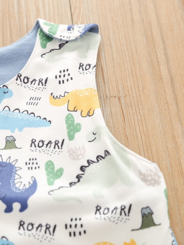 Baby Boy Letter & Cartoon Dinosaur Tank Jumpsuit