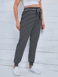 Maternity Striped Print Knotted Front Pants