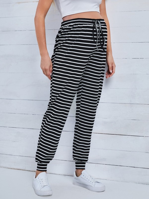 Maternity Striped Print Knotted Front Pants