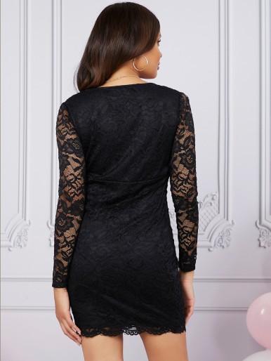 Maternity V-neck Lace Dress