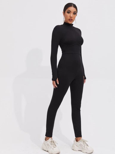 Thumb Hole Unitard Jumpsuit