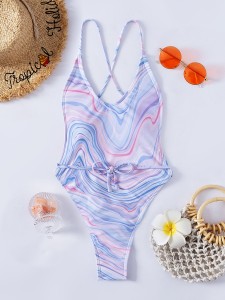 Abstract Fluid Pattern One Piece Swimsuit