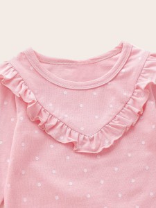 Baby Girl Frill Trim Polka Dot Sweatshirt