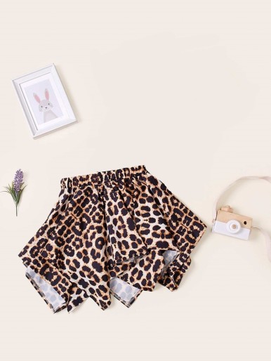 Toddler Girls Contrast Leopard Skirt