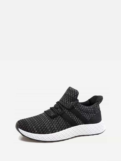 Men Mesh Panel Knit Sneakers