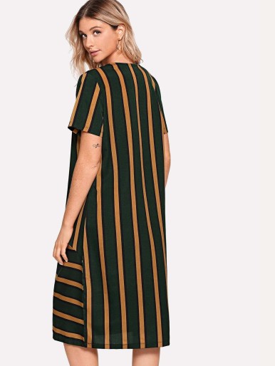 Multi-Stripe Contrast Dress