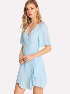 Ruffle Detail Wrap Dress