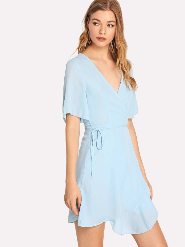 Ruffle Detail Wrap Dress