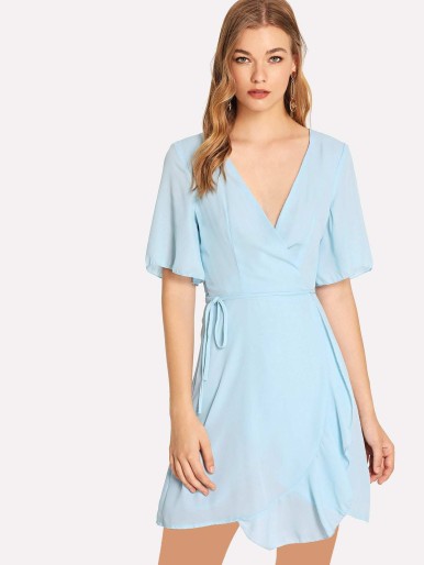 Ruffle Detail Wrap Dress