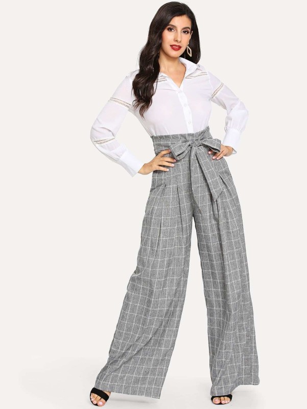 Self belted box pleated clearance palazzo pants