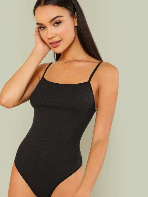 Strappy Open Back Rib Knit Bodysuit