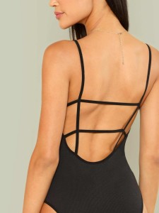 Strappy Open Back Rib Knit Bodysuit