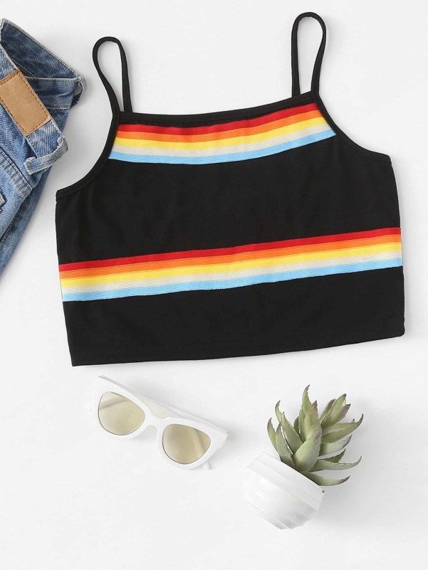 Striped Crop Cami Top