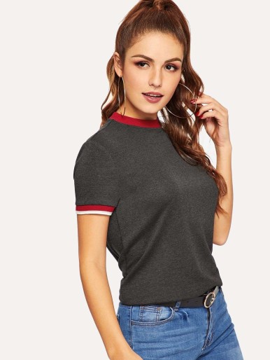 Heather Knit Ringer Top