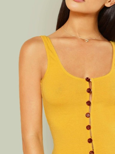 Thick Strap Button Up Skinny Bodysuit