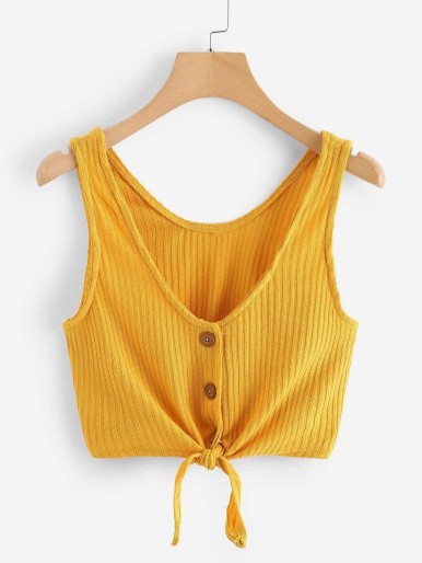 Single Breasted Knot Hem Top