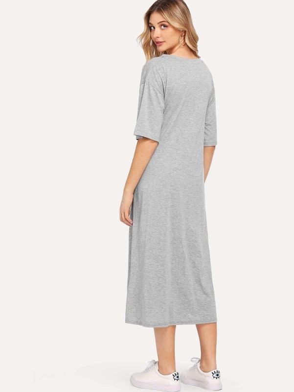 Gray Casual Figures Dresses Knotted