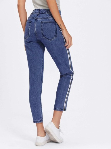 Jeans with side stripes