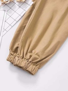 Khaki Casual Flat Trousers Lace