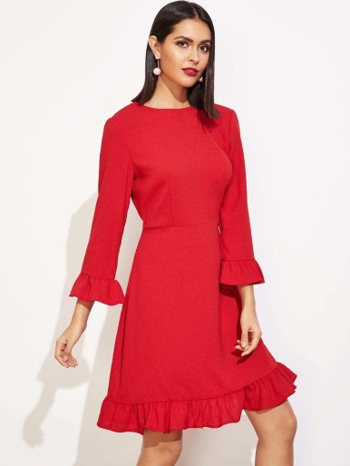 Red Casual Flat Dresses Ripple