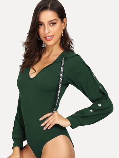 Drawstring Detail Hooded Bodysuit